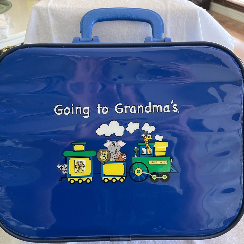 Going to Grandma's Blue Kids Train Carry Case by
